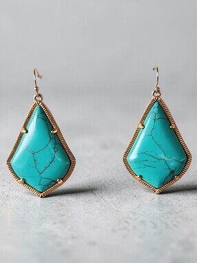 Kendra Scott Alexandra Drop Earrings Turquoise Magnesite Gold Tone